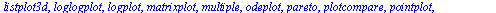 [animate, animate3d, animatecurve, arrow, changecoords, complexplot, complexplot3d, conformal, conformal3d, contourplot, contourplot3d, coordplot, coordplot3d, densityplot, display, dualaxisplot, fiel...