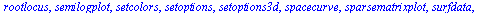 [animate, animate3d, animatecurve, arrow, changecoords, complexplot, complexplot3d, conformal, conformal3d, contourplot, contourplot3d, coordplot, coordplot3d, densityplot, display, dualaxisplot, fiel...