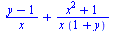 `+`(`/`(`*`(`+`(y, `-`(1))), `*`(x)), `/`(`*`(`+`(`*`(`^`(x, 2)), 1)), `*`(x, `*`(`+`(1, y)))))