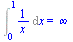 Int(`/`(1, `*`(x)), x = 0 .. 1) = infinity