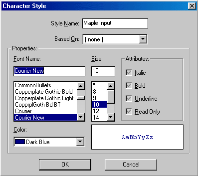 MAPLE Input
